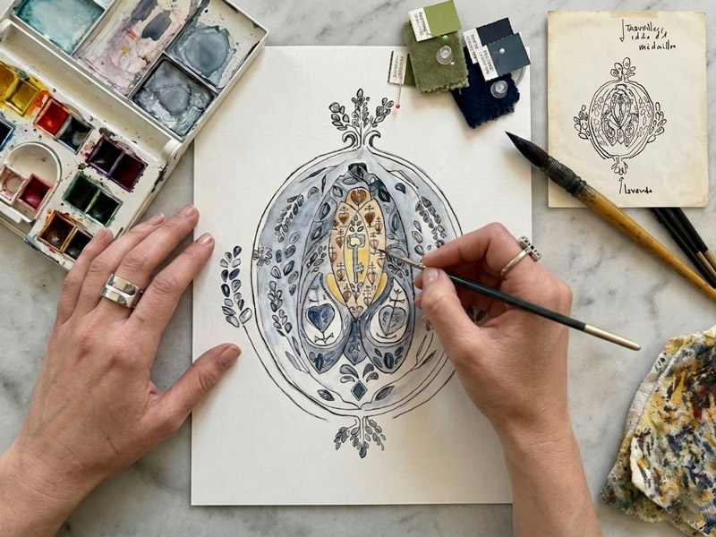 garrigue studio des dessins peint à la main pour représenté l'art provençal